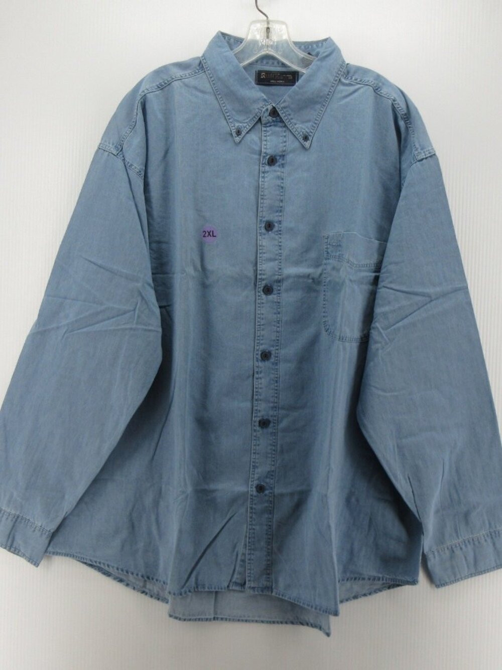 VINTAGE Ruff Hewn Shirt XXL Denim Button Down Workwear Utility Y2K *